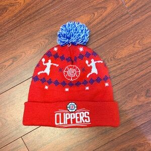 Los Angeles Clippers Red Beanie with Blue Pom